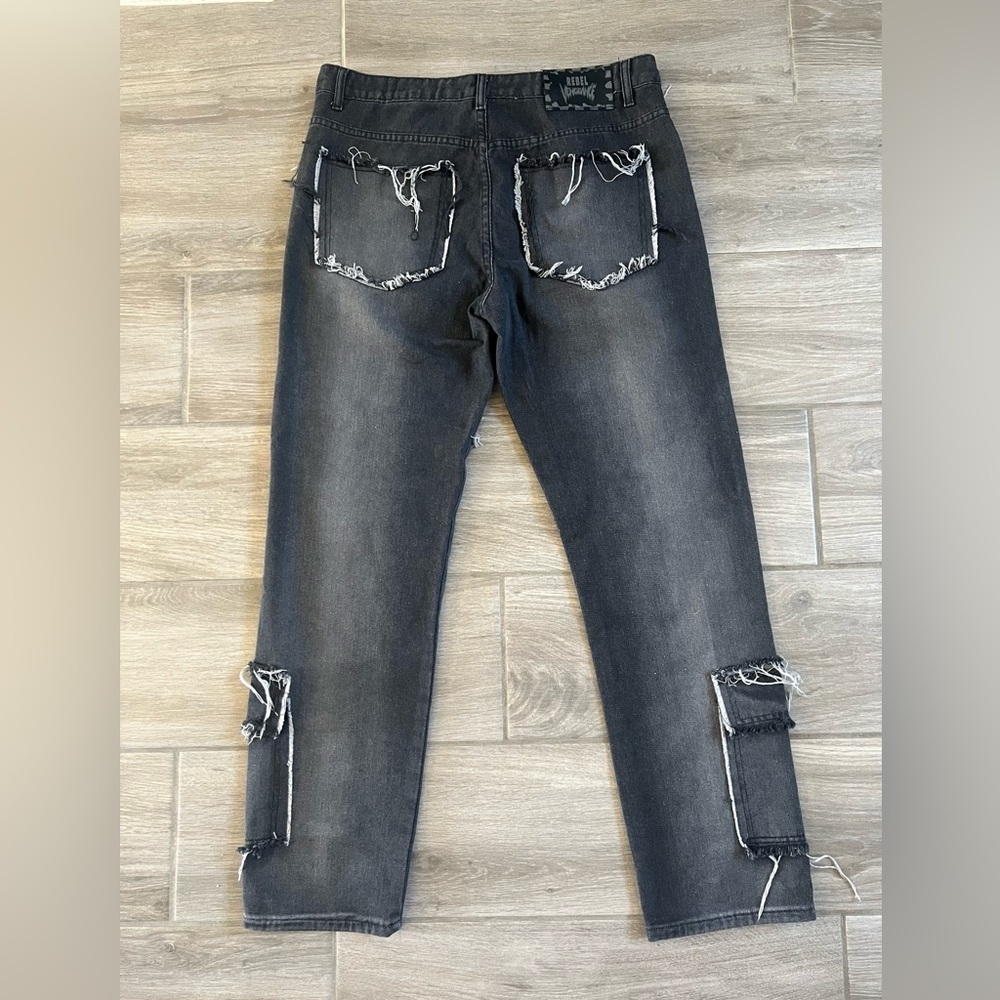 Rebel Vengeance Men’s Rock Punk Distressed Jeans - Picture 11 of 14
